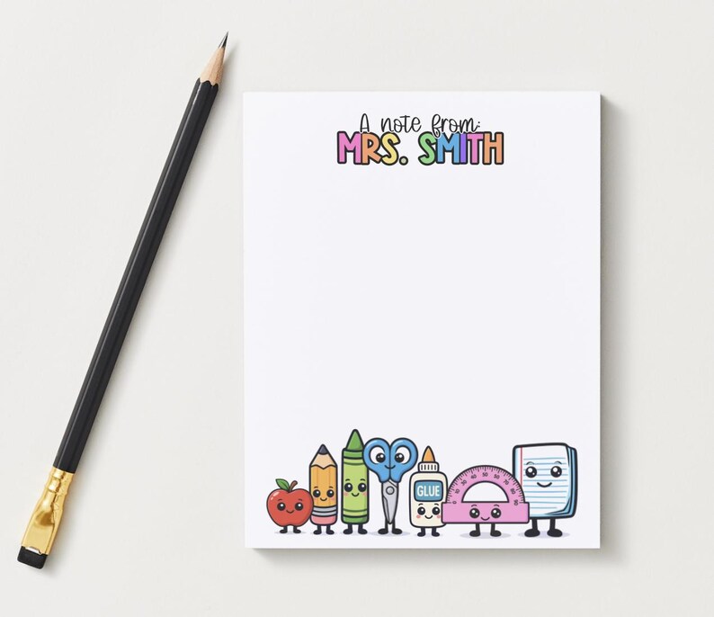 Personalized Teacher Notepad: Apple Design - Custom Stationery Gift - Etsy