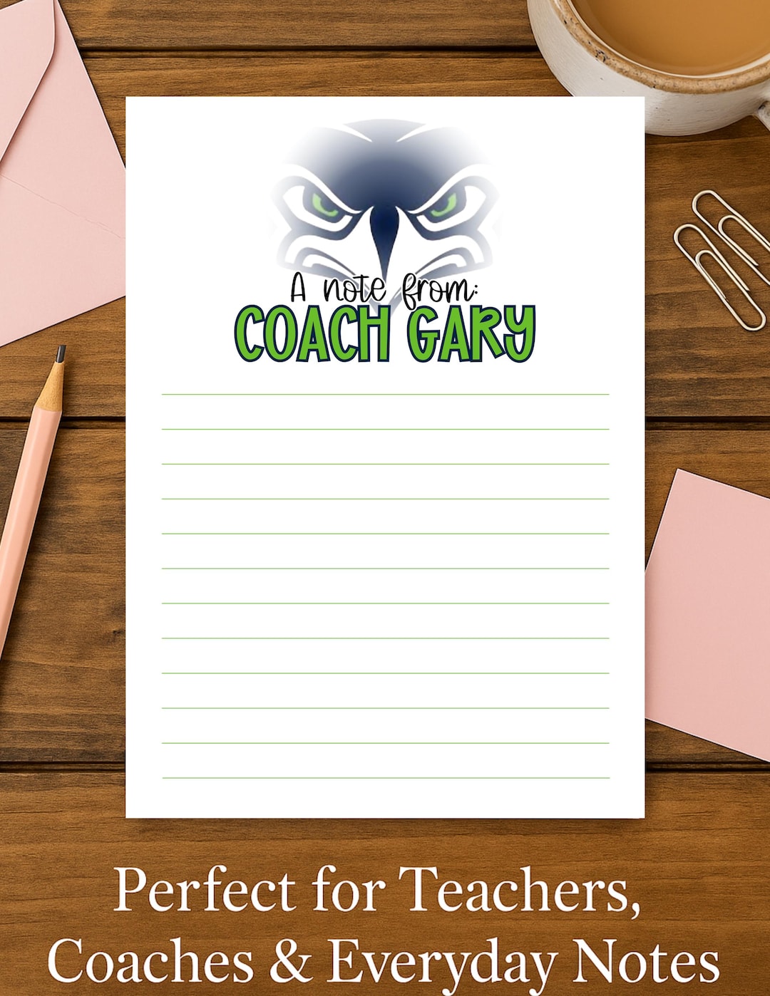 Seahawks Personalized Notepad | “A Note From” Custom Name Pad | Teacher ...