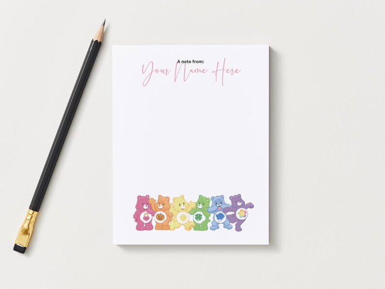 Personalized Care Bear Notepad | 5x7 or 8.5x11| Cute Pastel |teacher ...