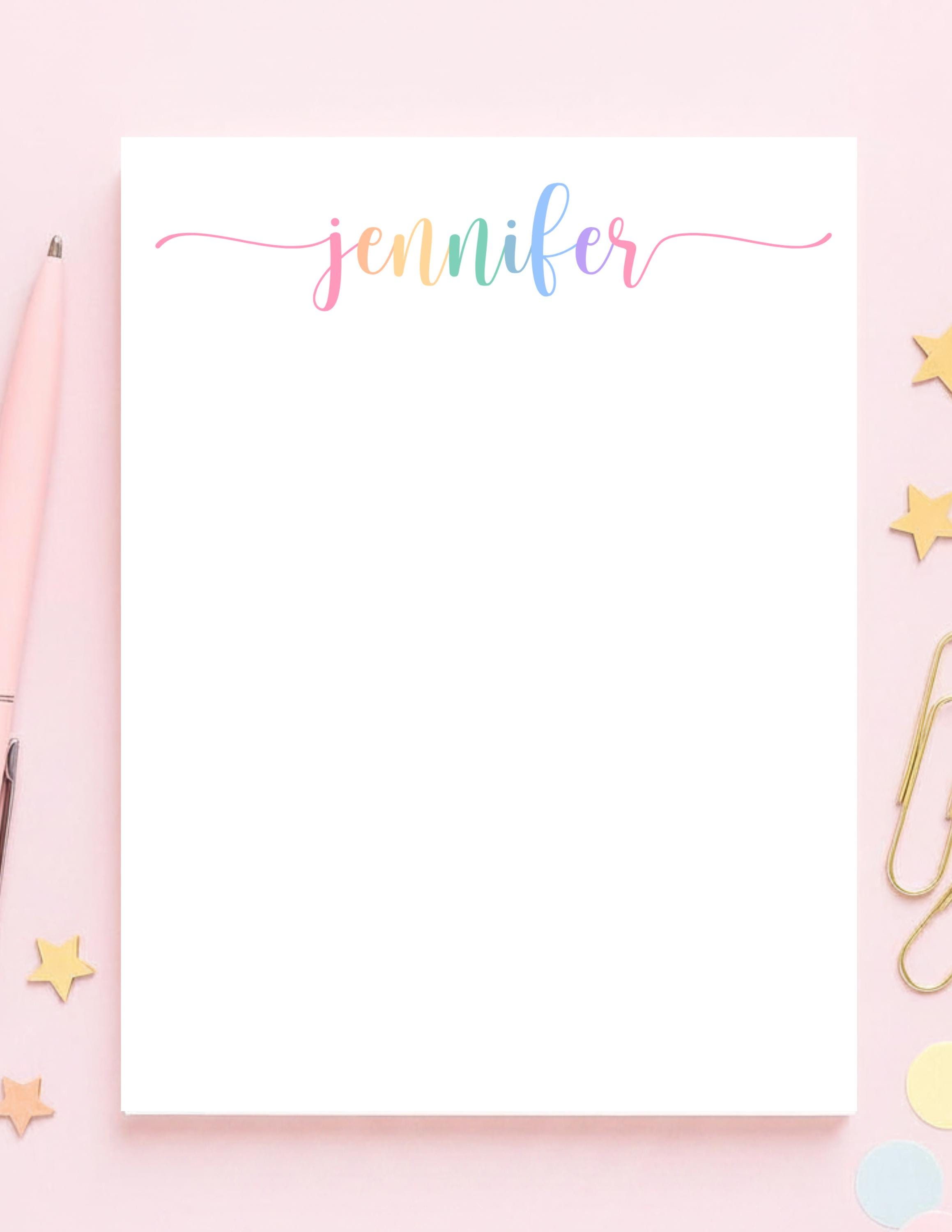 Personalized Rainbow Colorful Notepad • Custom Name Notepad•teacher ...