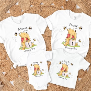 Classic Pooh 1st Birthday Boy Shirt, Winnie the Pooh Birthday Outfit, Pooh Bear Matching Family Shirts, Pooh Birthday Mommy and Me Shirts