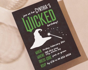 Faire-part d'anniversaire méchant : invitation personnalisable à une fête de sorcière (téléchargement numérique)