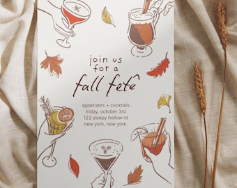 Invitation Friendsgiving : invitation élégante à un cocktail d'automne (téléchargement numérique 5 x 7 po.)
