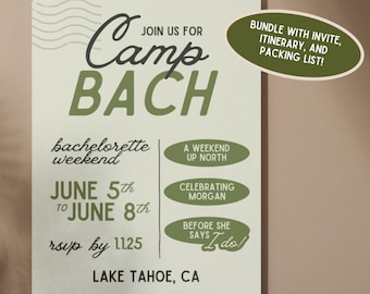 Pack d'invitations pour enterrement de vie de jeune fille : une invitation à un voyage en chalet personnalisable (téléchargement numérique)