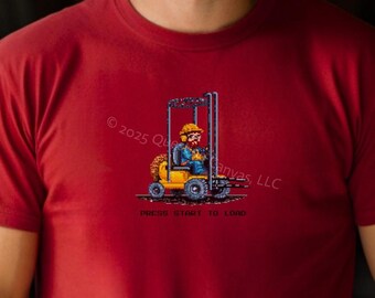 Funny Construction Gift Forklift TShirt Warehouse Worker Pixel Art Tee Supply Chain Apparel Shop Floor Present Gift for Forklift Driver