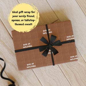 RPG Gamer Gift Wrap Box of Holding Wrapping Paper Funny Tabletop Gamer Gift Wooden Box Design Gift Nerd Geek Gift Idea for Wrapping Presents
