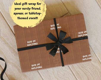 RPG Gamer Gift Wrap Box of Holding Wrapping Paper Funny Tabletop Gamer Gift Wooden Box Design Gift Nerd Geek Gift Idea for Wrapping Presents