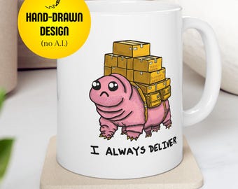 Funny Tardigrade Mug Unique Waterbear Coffee Cup Cargo Box Delivery Mug Funny Gamer Gift Coffee Cup for Animal Lovers Cute Gamer Gift