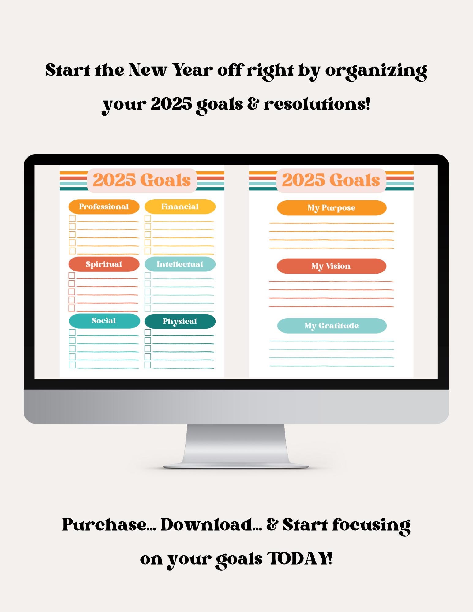 2025 Goal Organizer & Time Capsule Bundle, Goal Planner 2025, Printable ...