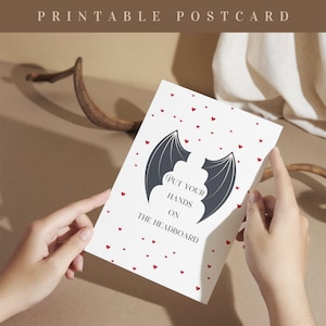 Tarjetas de San Valentín imprimibles inspiradas en ACOTAR, Cassian, Nesta, Sostén tus manos en la cabecera, Regalos para amantes de los libros, Tarjetas de felicitación románticas, Postales