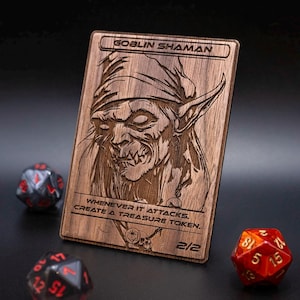 Goblin Shaman echt houten token voor MTG Magic the Gathering - Hoogwaardig hout - Gelaserd en met de hand afgewerkt