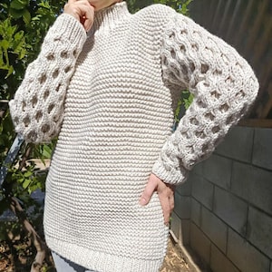 Handmade Cable Knitted Sweater / Long Sleeve Pullover / Women knit jumper / Women&#39;s sweater / Women jumper / Knitted pullover / Knitwear