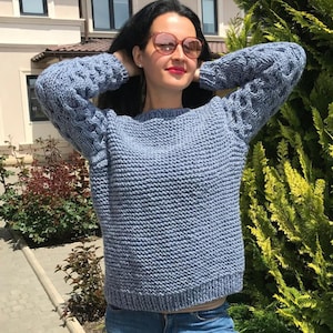 Women&#39;s Knitted Sweater with Long Sleeves, XS - XL / Handmade Sweater for Women / Warm Women&#39;s Sweater / Knitwear