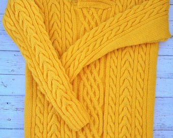 Handmade Fisherman Sweater with Sleeves, S - XXL / Mens knitwear / Cable knit sweater/ Men's pullover sweater with sleeves / Men's sweater