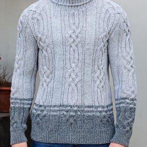 Men&#39;s Wool Blend Cable Knit Sweater: Handcrafted Fisherman Pullover
