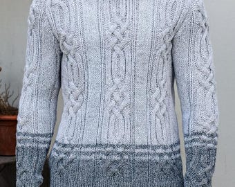 Handmade Fisherman Sweater with Sleeves, Knitwear, Cable knit sweater, Knitted sweater, Custom sweaters, Mens turtleneck