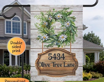Personalized address garden flag, custom house number garden flag, housewarming gift, custom address yard sign, entry flag, yard decor