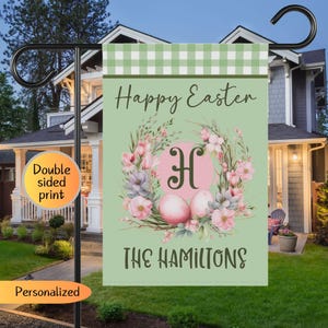 Personalized Easter garden flag, bunny butt entry flag, custom last name Easter flag, Easter welcome flag, housewarming gift, Spring flag