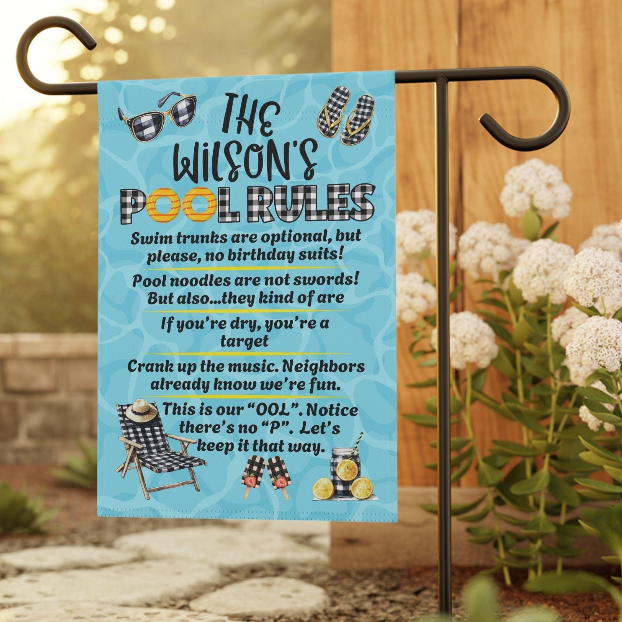 Personalized Yard Flags for Pool, New Pool Gifts, Pool Rules Flag, Pool ...