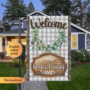 Personalized garden flag, family name garden flag, last name sign, new home owner gift, custom garden flag, front yard flag, porch decor