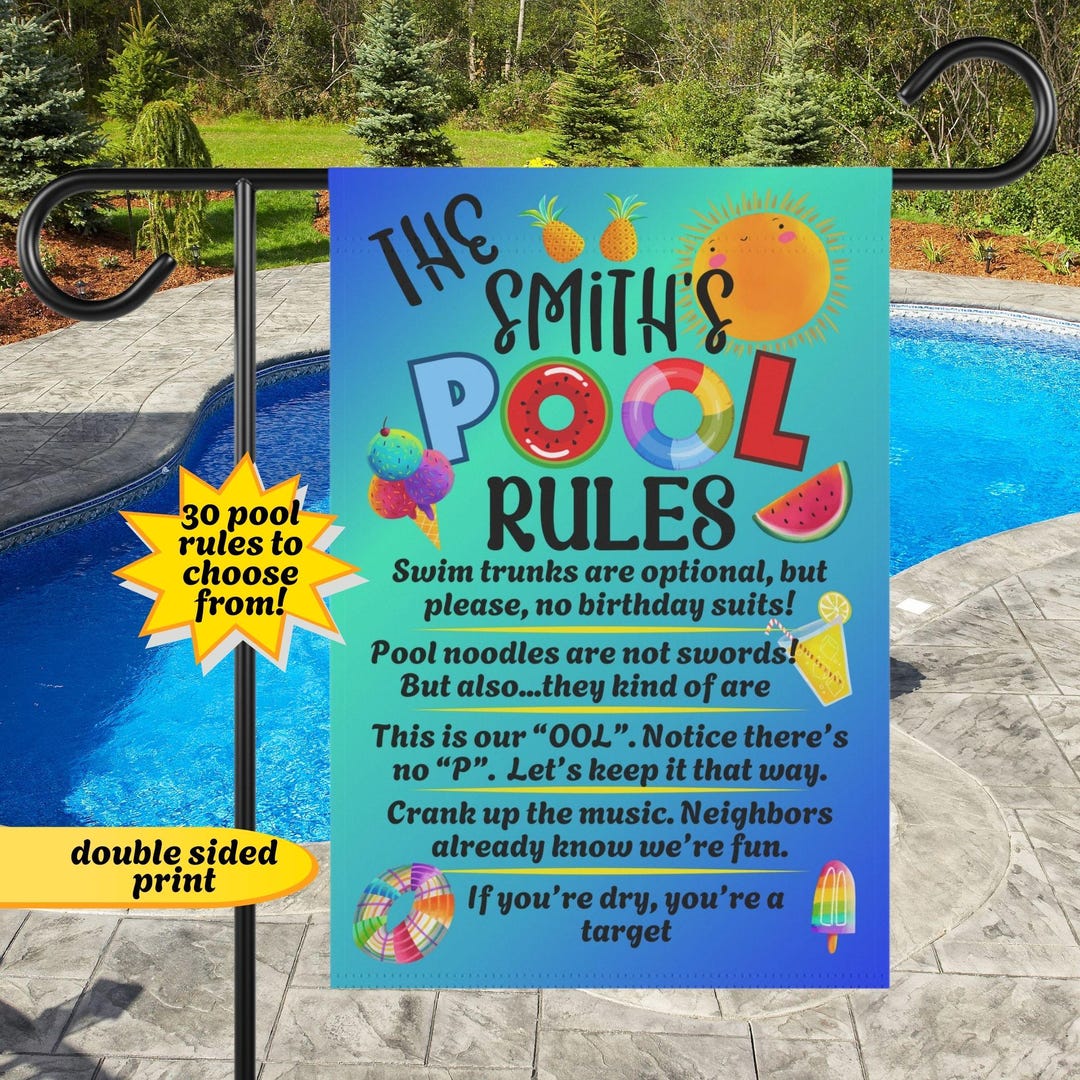 Personalized Yard Flags for Pool, New Pool Gifts, Pool Rules Flag, Pool ...
