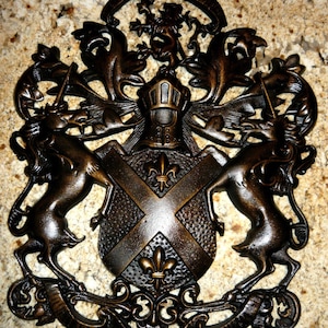Large Shield Medieval Wall Decor | PICK YOUR COLOR | Metal Art | Unicorn | Lion | Fleur de Lis | Coat of Arms | Knight | FleurDeLisJunkie |