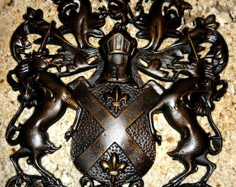 Large Shield Medieval Wall Decor | PICK YOUR COLOR | Metal Art | Unicorn | Lion | Fleur de Lis | Coat of Arms | Knight | FleurDeLisJunkie |