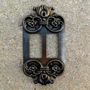 Ornate 2 Rocker Switch Plate Cover, PICK your COLOR, Metal Wall Decor, GFI Rocker Switch, Outlet Plate Covers Double Rocker 2 gang decora