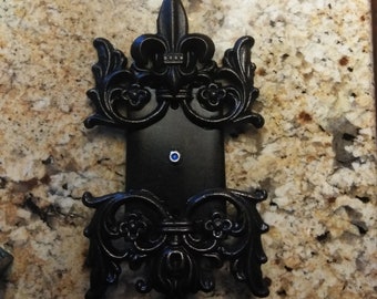 Cable outlet cover Fleur de Lis Switch Plate | PICK your COLOR - Coaxial Cable Cover, Cable TV cover, switch plate, tuscan