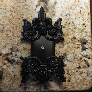 Cable outlet cover Fleur de Lis Switch Plate | PICK your COLOR - Coaxial Cable Cover, Cable TV cover, switch plate, tuscan