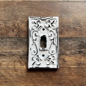 Single Toggle Light Switch Plate Cover, PICK YOUR COLOR, Shabby Chic, Metal Wall Decor, French Country Cottage, Rustic Cast Iron Decor