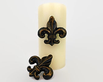Set Of 2 Fleur De lis Candle Pins for Pillar Candles | PICK YOUR COLOR | Two Candle Pins, Fleur De Lis Decor, Candle Art, FleurDeLisJunkie