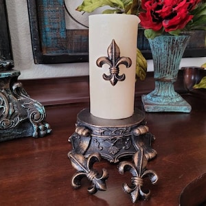 Set van 3 ijzeren Fleur de lis kandelaars, kopspijkers - KIES UW KLEUR - Oude Wereld, Frans land, Toscaans, Middeleeuws, Gotisch, New Orleans Saints
