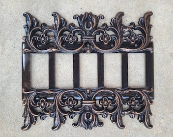 Five Rocker Plate | PICK YOUR COLOR | 5 rocker cover | Five gang rocker decora switch plate | Old World | FleurDeLisJunkie | Tuscan