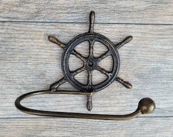 Ship Wheel Toilet Paper Holder, PICK your COLOR, TP Holder, Toilet Tissue Holder, Boat Wall Hook, Beach Cottage, Lake house bathroom decor,