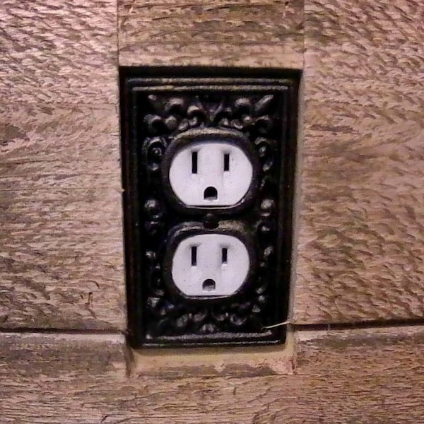 Metal Outlet Plate Cover | PICK YOUR COLOR | Cast Iron Switchplate | Plug cover | Tuscan | Hacienda | outlet plate | FleurDeLisJunkie |