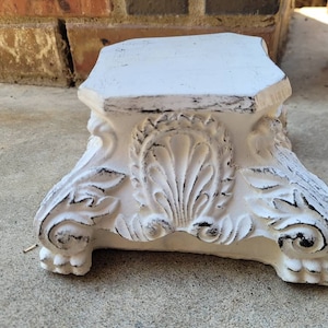 Pillar Capital Candleholder. PICK YOUR COLOR. Shabby White, French Country home decor. Handmade and Hand finished.  FleurDeLisJunkie