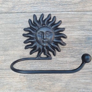 Sun Toilet Paper Holder, TP Holder, Toilet Tissue Holder, towel Wall Hook hanger, Iron Sun TP holder, Celestial Bathroom, Moon