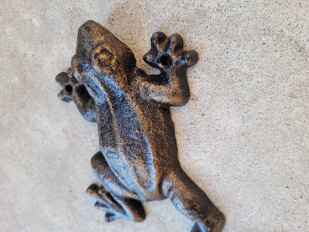 2個セット 鋳鉄製 素朴な蛙デザイン 壁ハンガー シーライフメタル 壁フック カエルの壁掛けフック | お好みの色をお選びください | 鋳鉄製