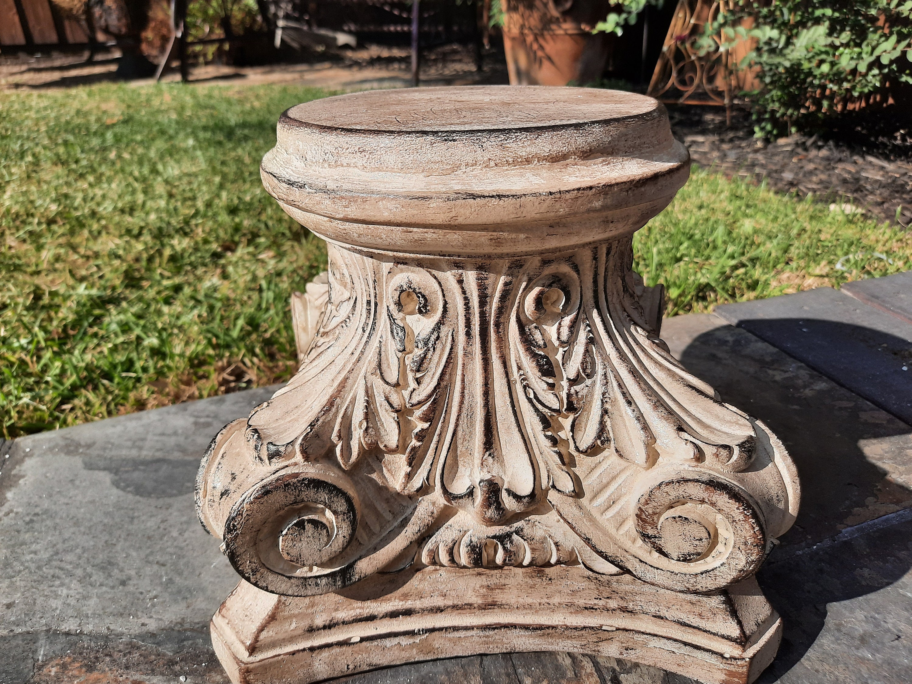 Large Wooden Architectural Column Base, Ionic Column Plinth, Wood Riser