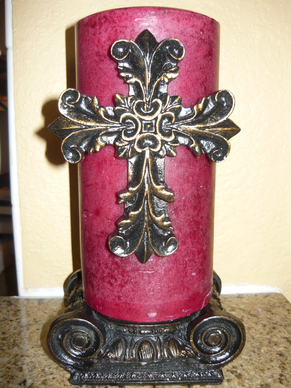 Cross Candle Pin and Pillar Capital Candle Holder FREE USA