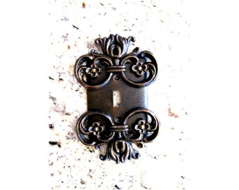 Metal Single Switch Plate Cover, PICK YOUR COLOR, Old World, Medieval, Custom light switchplate, Tuscan, Fleur de Lis, Crown Wall decor