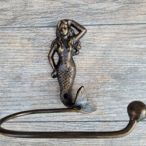 Mermaid Toilet Paper Holder, TP Holder, Toilet Tissue Holder, Nature, Wall Hook, Beach Cottage, Lake house bathroom decor, Bath fixture