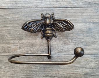 Bee Toilet Paper Holder, TP Holder, Toilet Tissue Holder, Nature, Wall Hook, Queen Bee Decor, Bathroom Bath fixture, hardware, Honey Bee