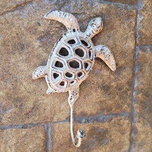 Sea Turtle Hook, Towel Hanger, Cottage Bathroom, Metal Rose Hook, Robe Hook, Iron Metal Bath Hardware, Lake House Beach Bath swimming pool