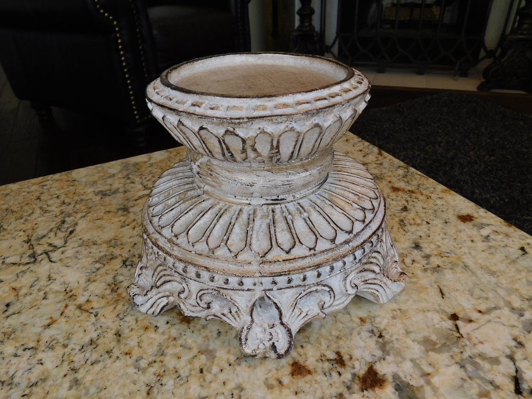 Round Candle Base, PICK YOUR COLOR, Pillar Candleholder, Tuscan Decor
