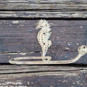 Porta carta igienica a forma di cavalluccio marino, porta carta igienica, porta carta igienica, gancio da parete in stile shabby chic, cottage sulla spiaggia, arredamento per il bagno in stile casa sul lago, sanitari per il bagno