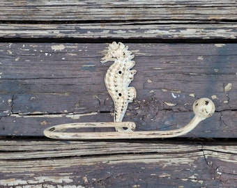 Seahorse Toilet Paper Holder, TP Holder, Toilet Tissue Holder, Shabby Chic Wall Hook, Beach Cottage, Lake house bathroom decor, Bath fixture