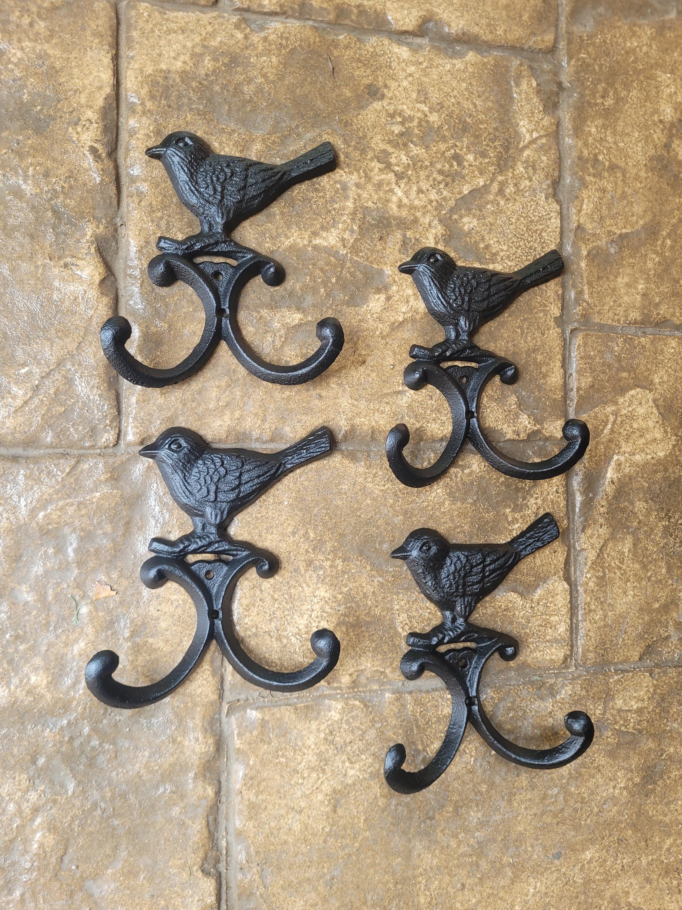 FOUR Bird Wall Hooks PICK Your COLOR Bathroom Fixture Nature