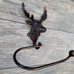 Porta carta igienica da bagno Moose, scegli il tuo colore, porta carta igienica, porta asciugamani Nature, gancio da parete. Ranch cabin Rustic Bath Fixture Antlers